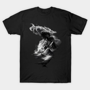 Stunning Mountain and Cloud in Black and White T-Shirt